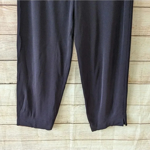 Exclusively Misook Classic Knit Silky Pull-On Pants Blue Purple Side Slit - Picture 4 of 10